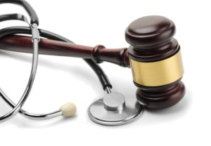 A stethoscope and judge's gavel