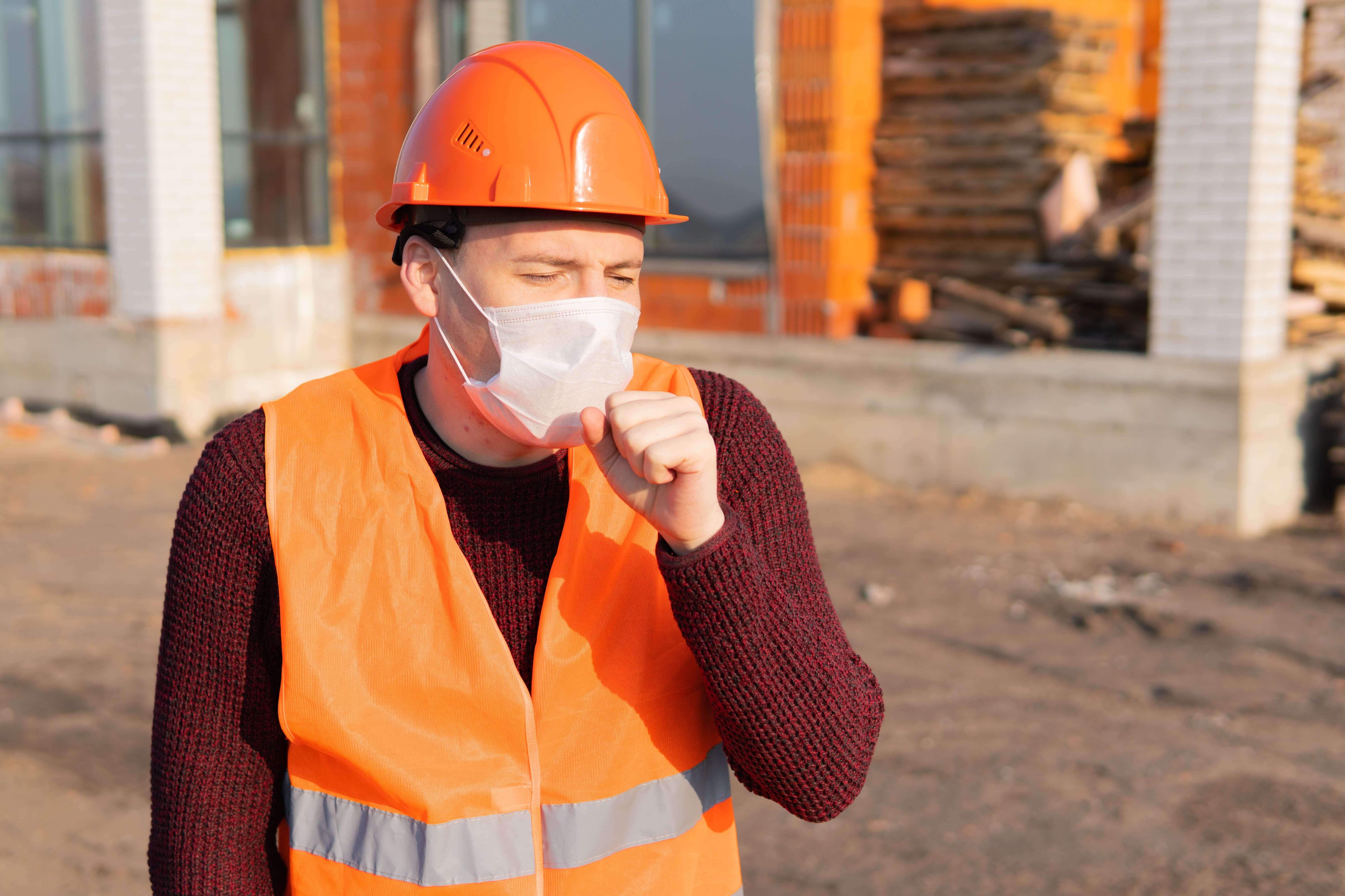 Coughing construction worker sign of mesothelioma.