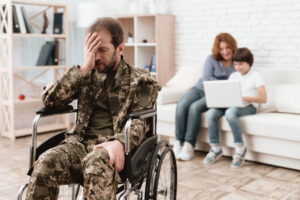 Disabled veteran feeling pain inside their house.