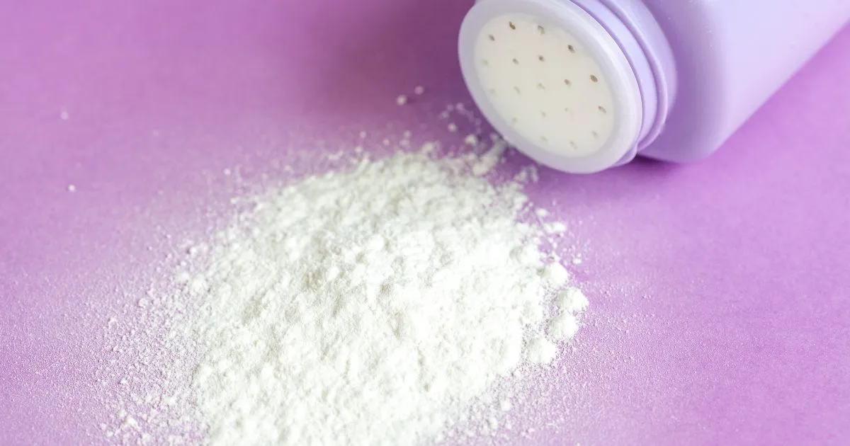 Baby powder spilling out of the bottle