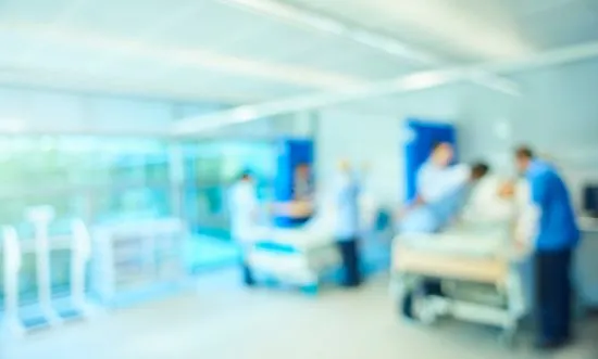 Blurred image of hospital beds